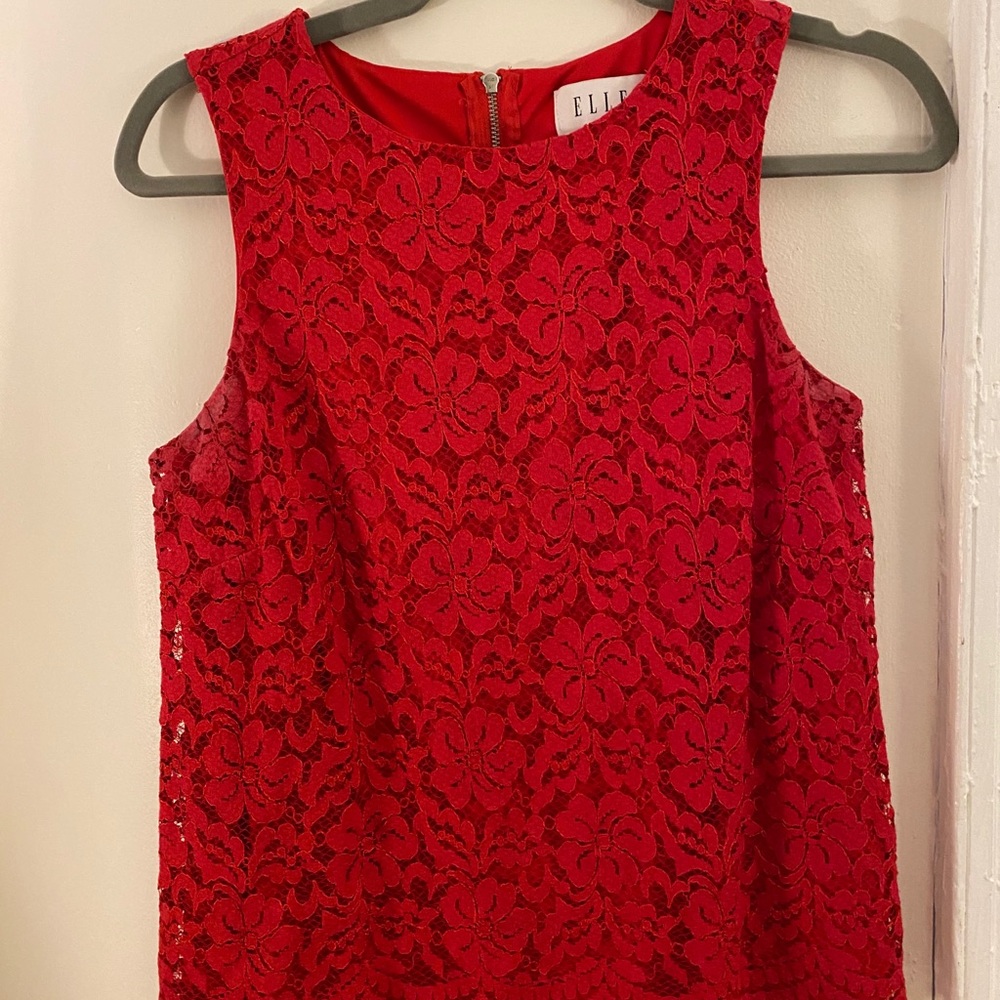 Red Lacey sleeveless blouse